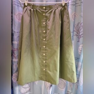 Compositions Size 14 Almost Army Green Button-down-Front Midi Skirt